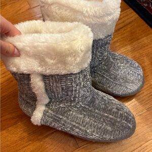 Cozy Gray and White Fur-Lined Boots